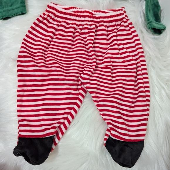 Zara Christmas Collection Baby Velour Elf Two-piece Outfit Pajamas 1-6 mos New! - Picture 3 of 9